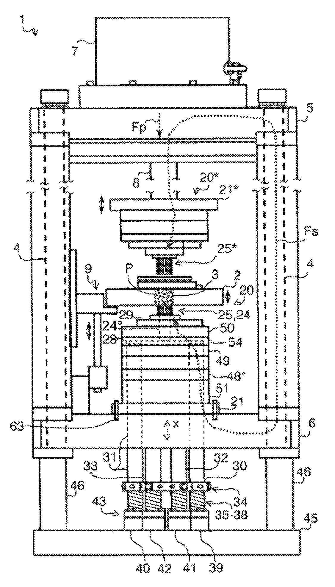 Ceramic-powder and/or metal-powder press tool, ceramic-powder and/or metal-powder press, modular system with such a press tool, method for assembling and operating a ceramic-powder and/or metal-powder press tool or a press