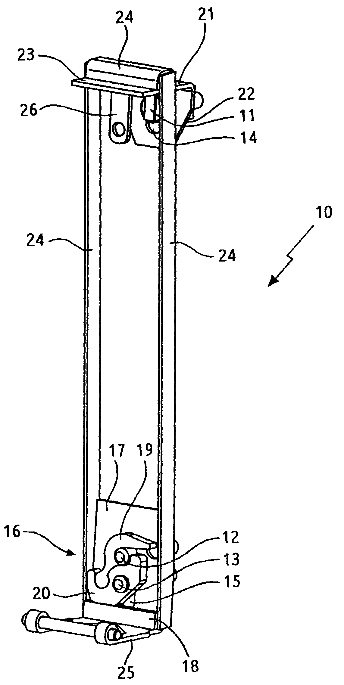 Lowering device comprising a support structure