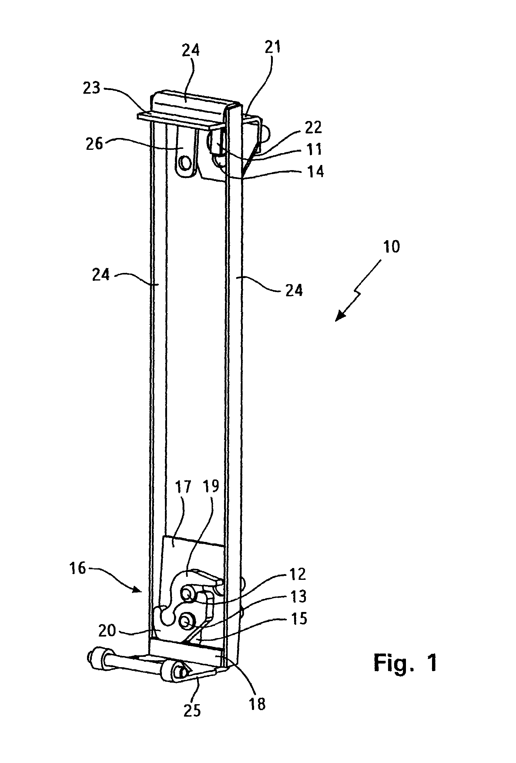 Lowering device comprising a support structure