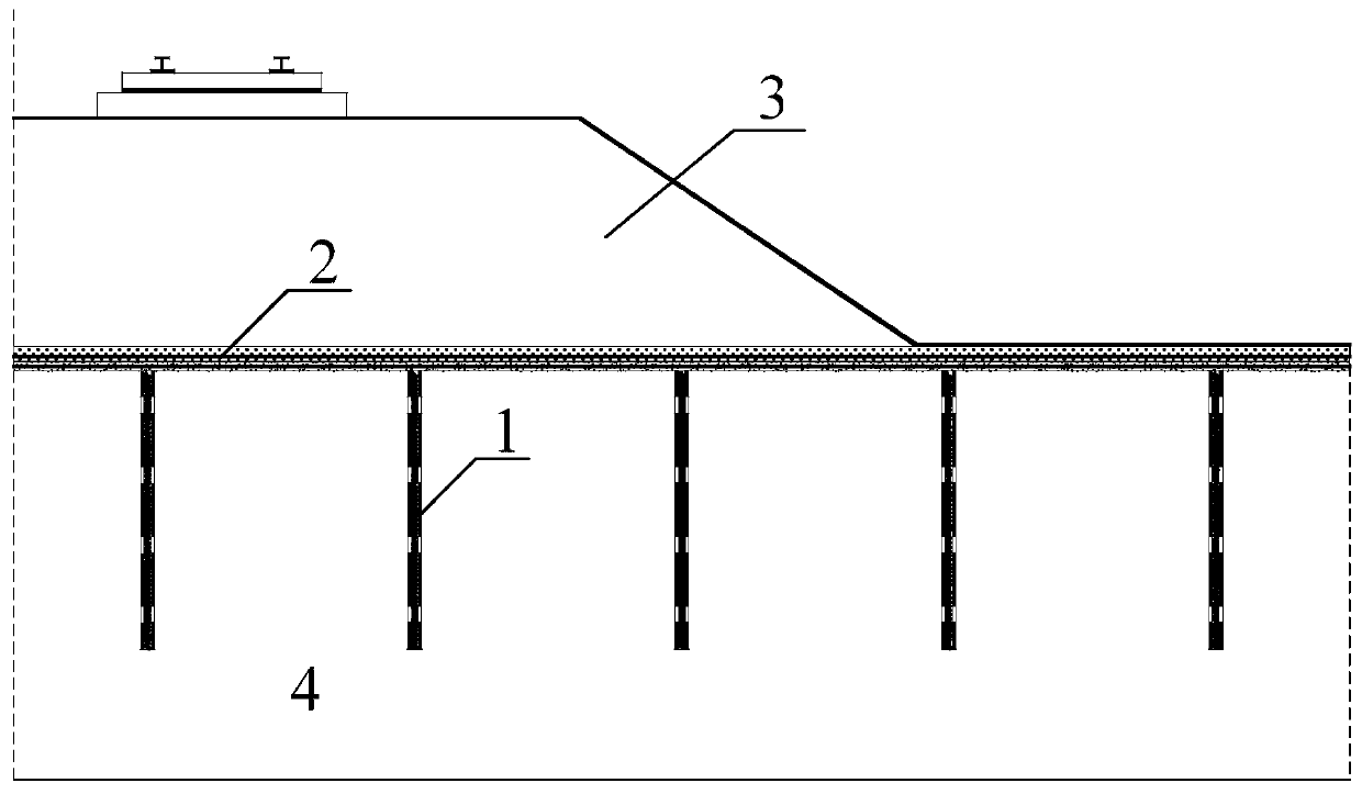 Expansive soil foundation structure containing ballastless track roadbed and construction method