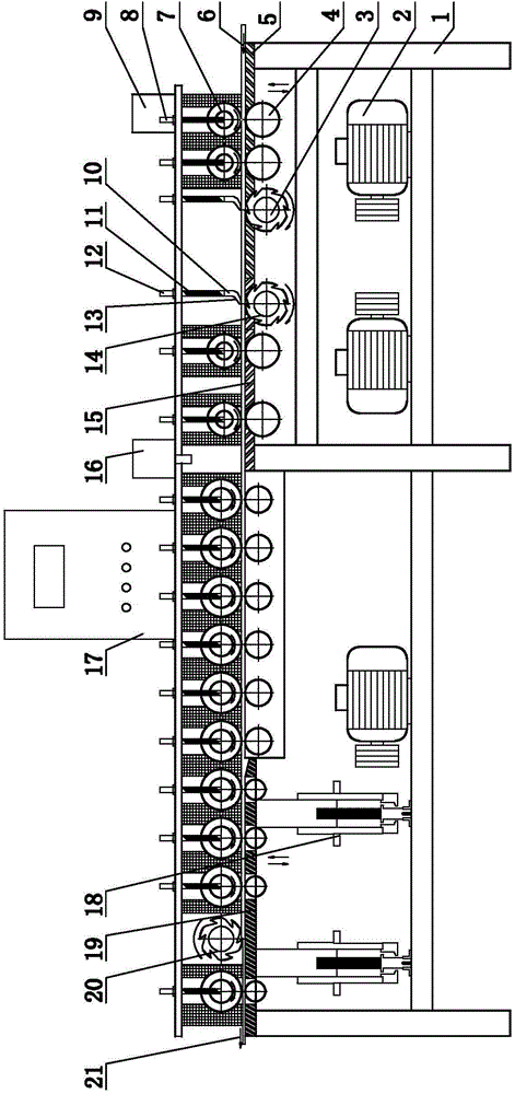 Automated green-removing and yellow-removing double-sided planing machine for bamboo flattened plate