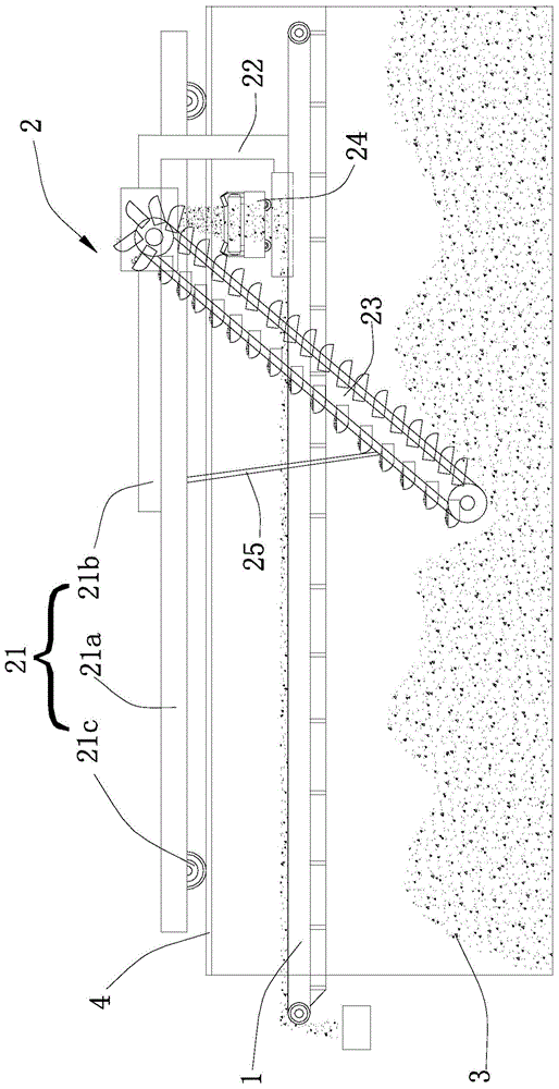 Fetching device of aging pond for powder of hollow building blocks made of shale