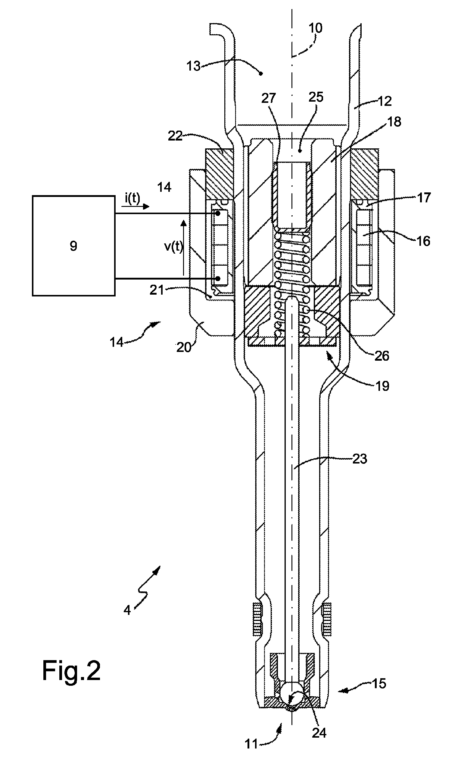 Method for determining the closing time of an electromagnetic fuel injector