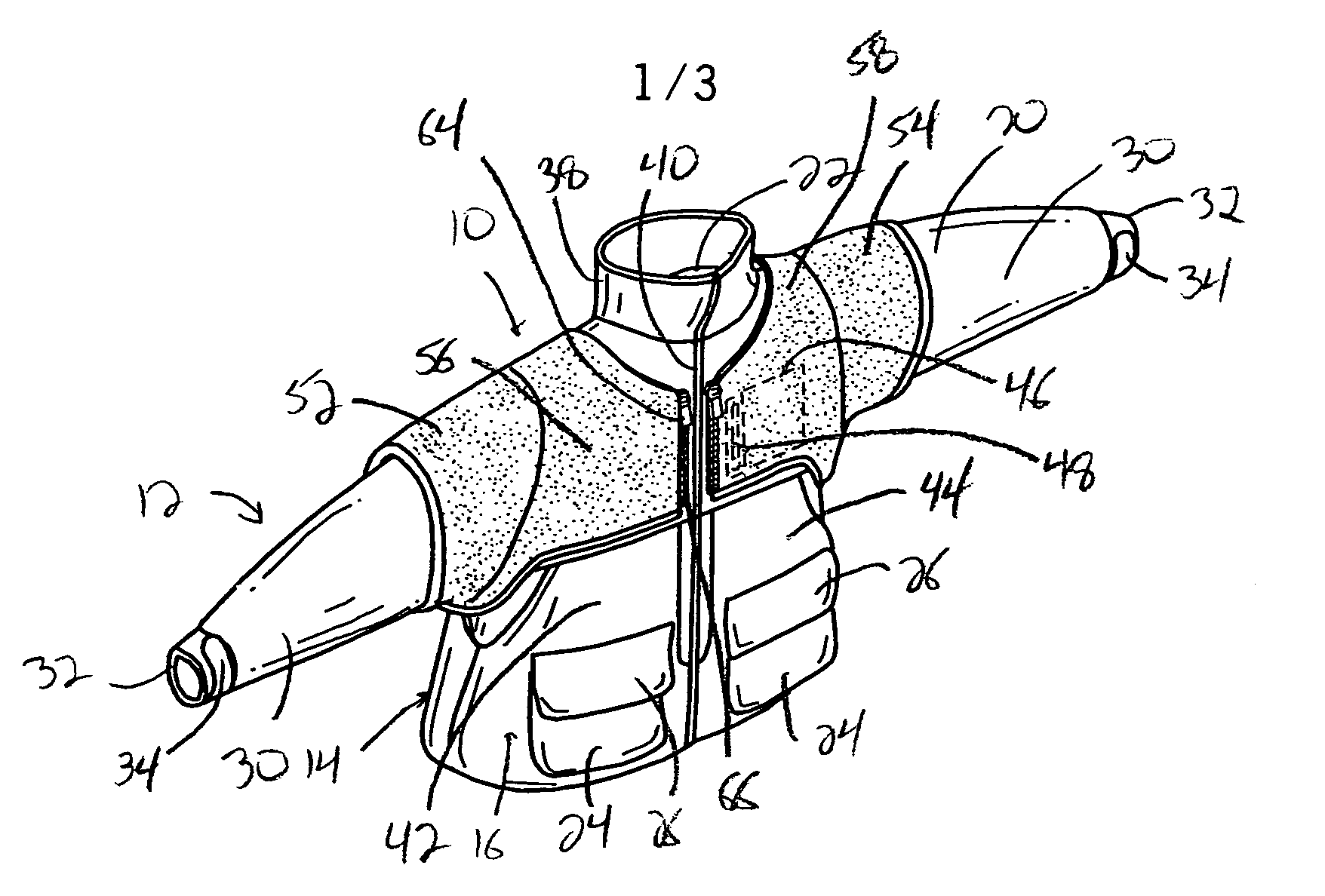 Garment with stowable vest