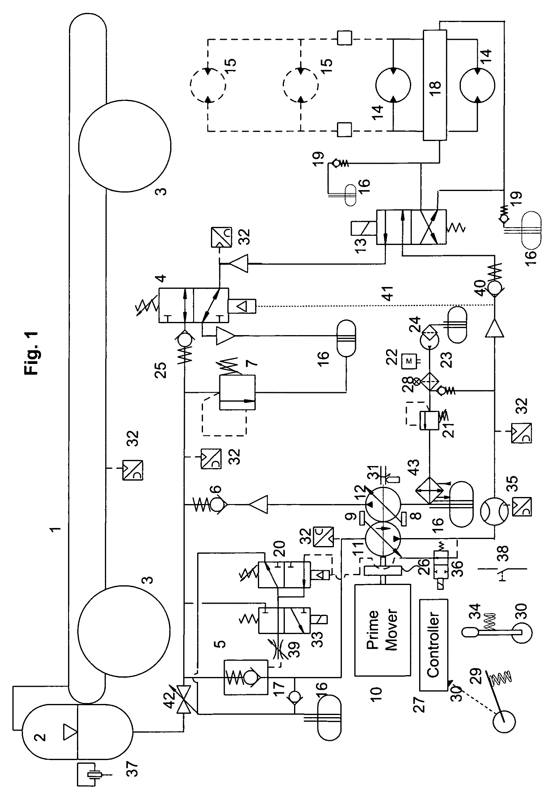Hybrid hydraulic drive system with accumulator as the frame of vehicle
