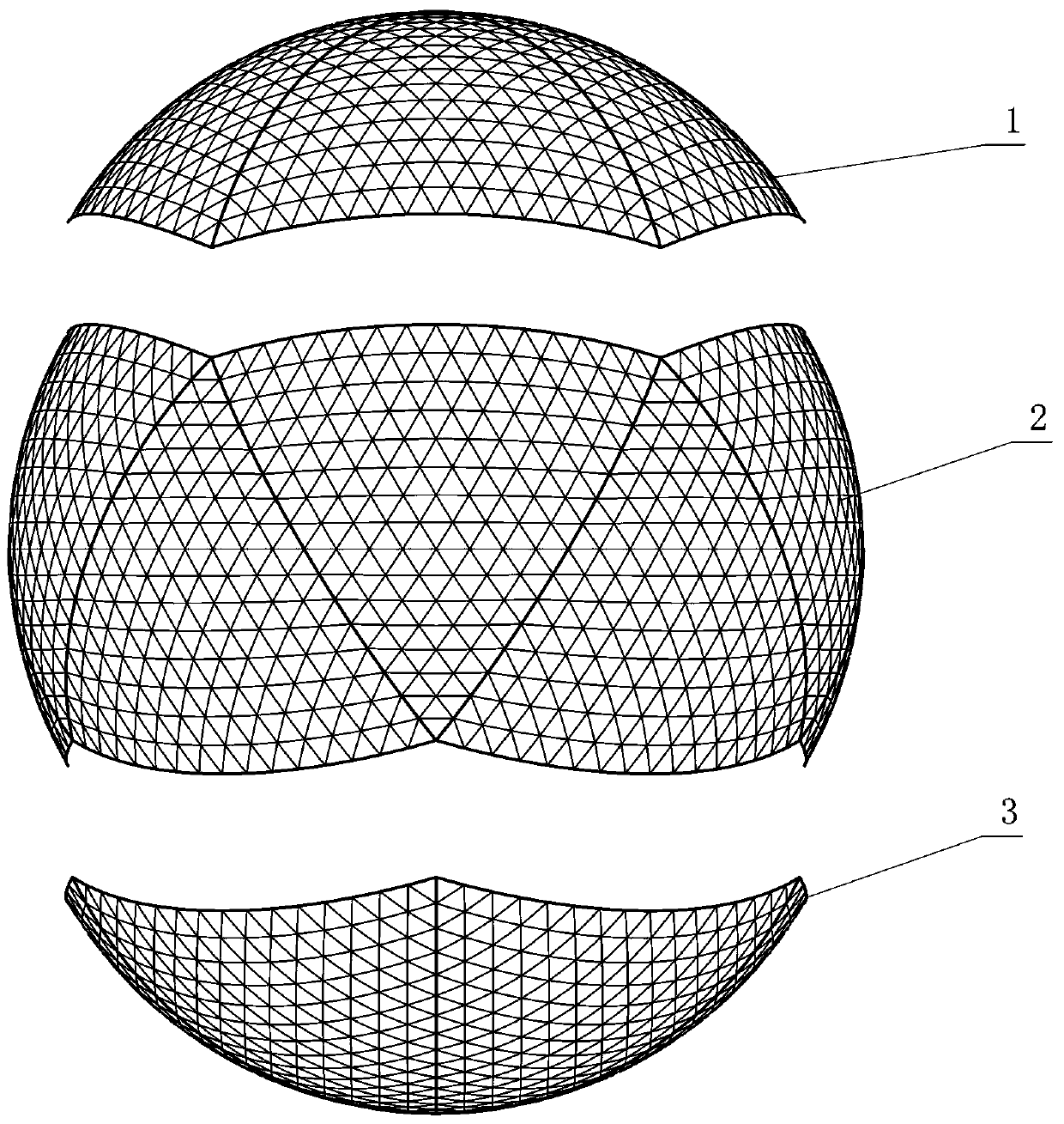 Yarn ball spherical curtain wall structure