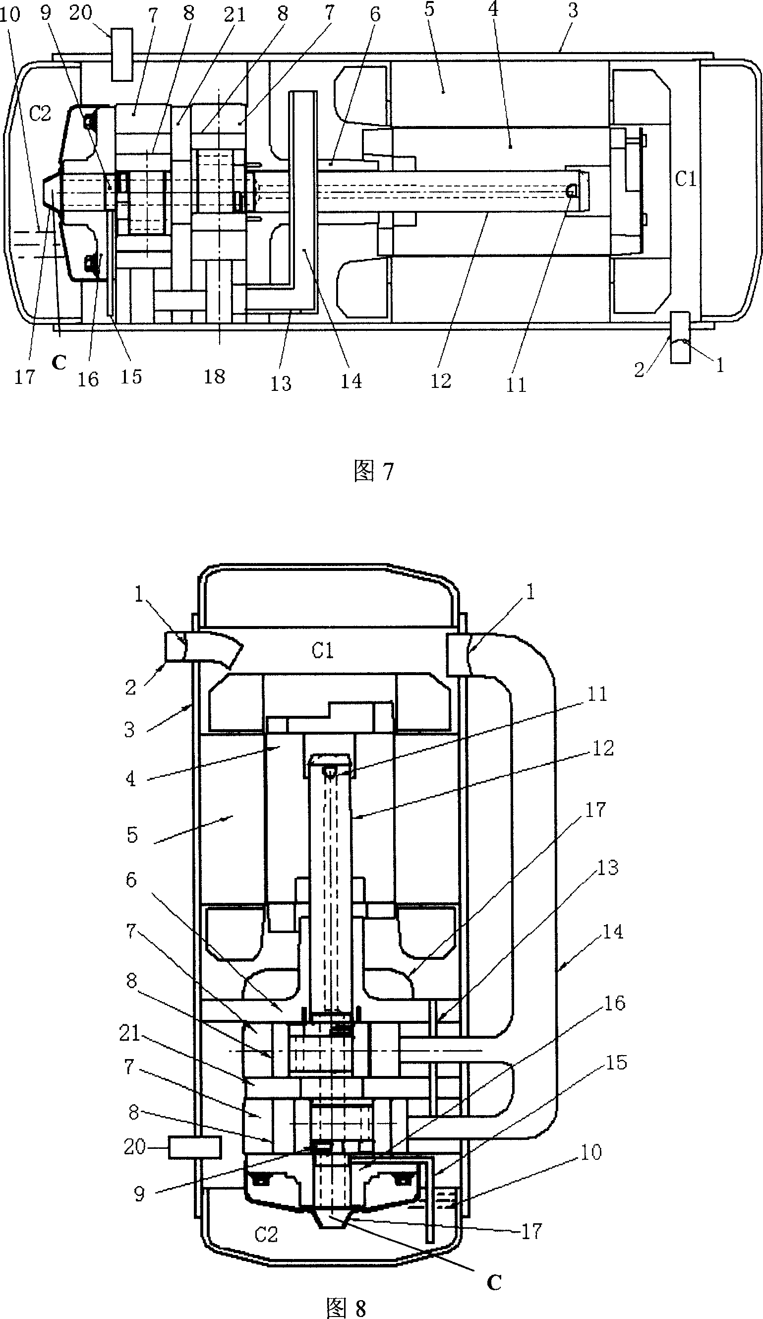 Rolling piston type compressor with no reservoir