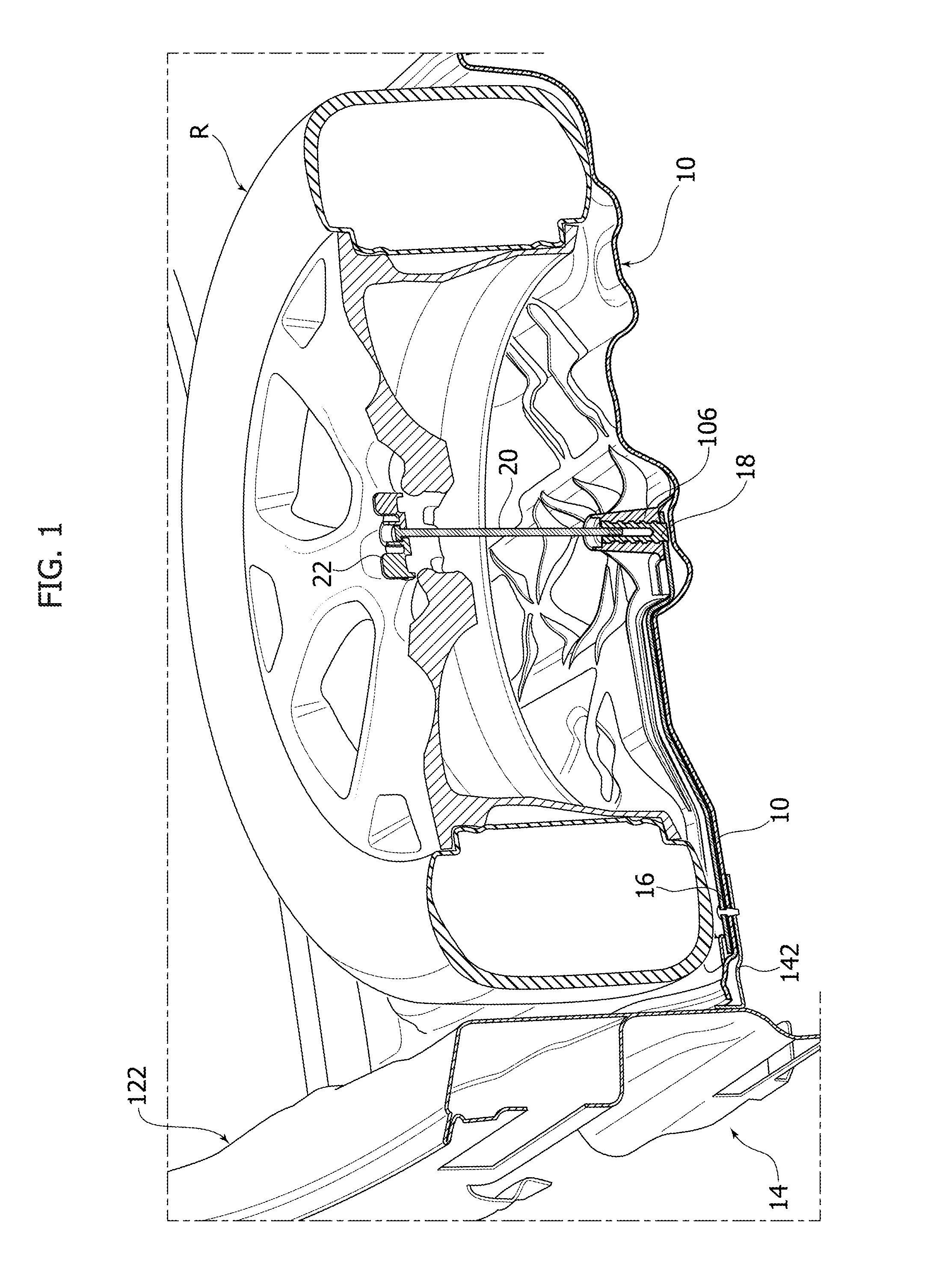Motor-vehicle structure having a holding element for holding a spare wheel or other component on a floor portion made of plastic material