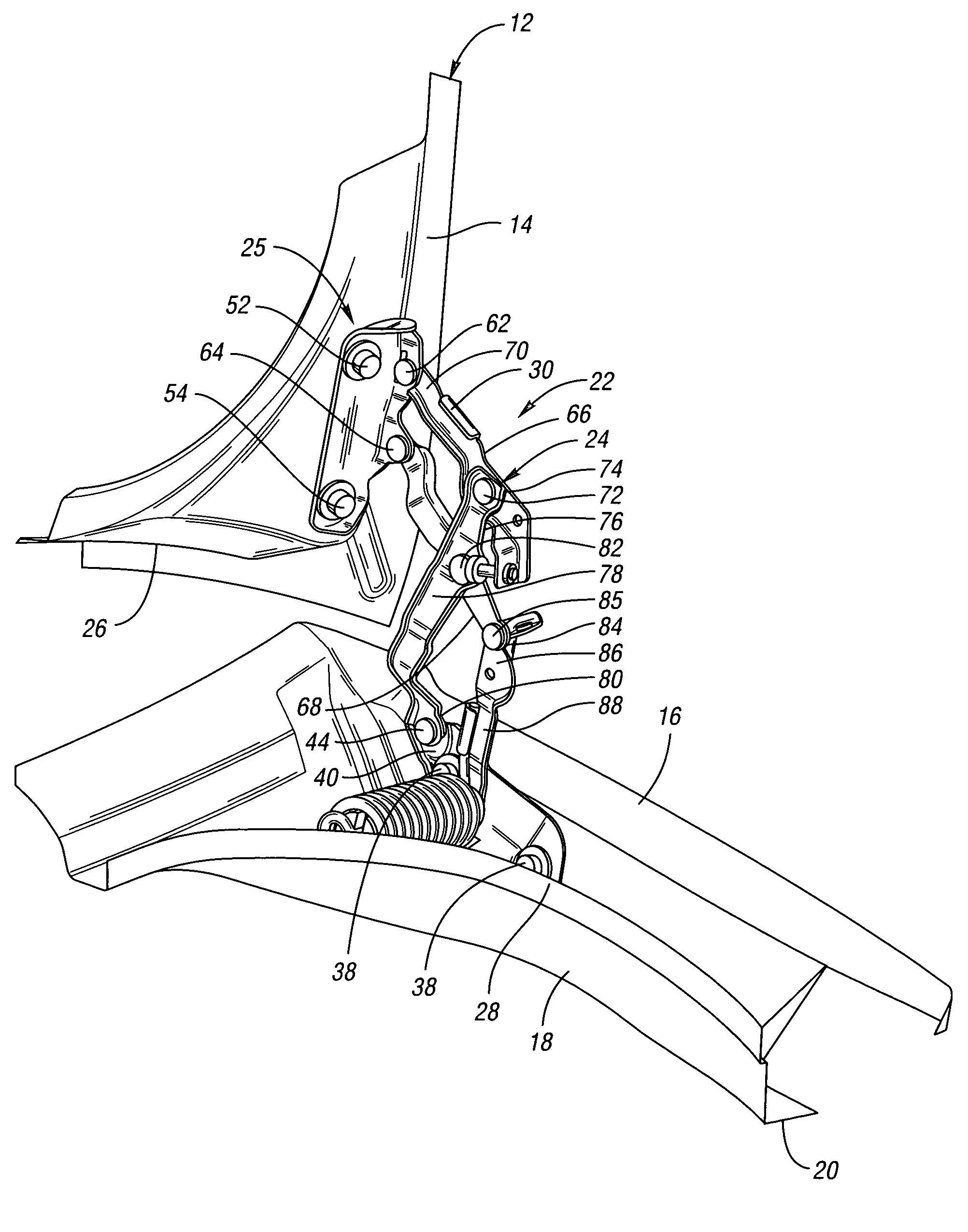 Gutter mounted deck lid hinge