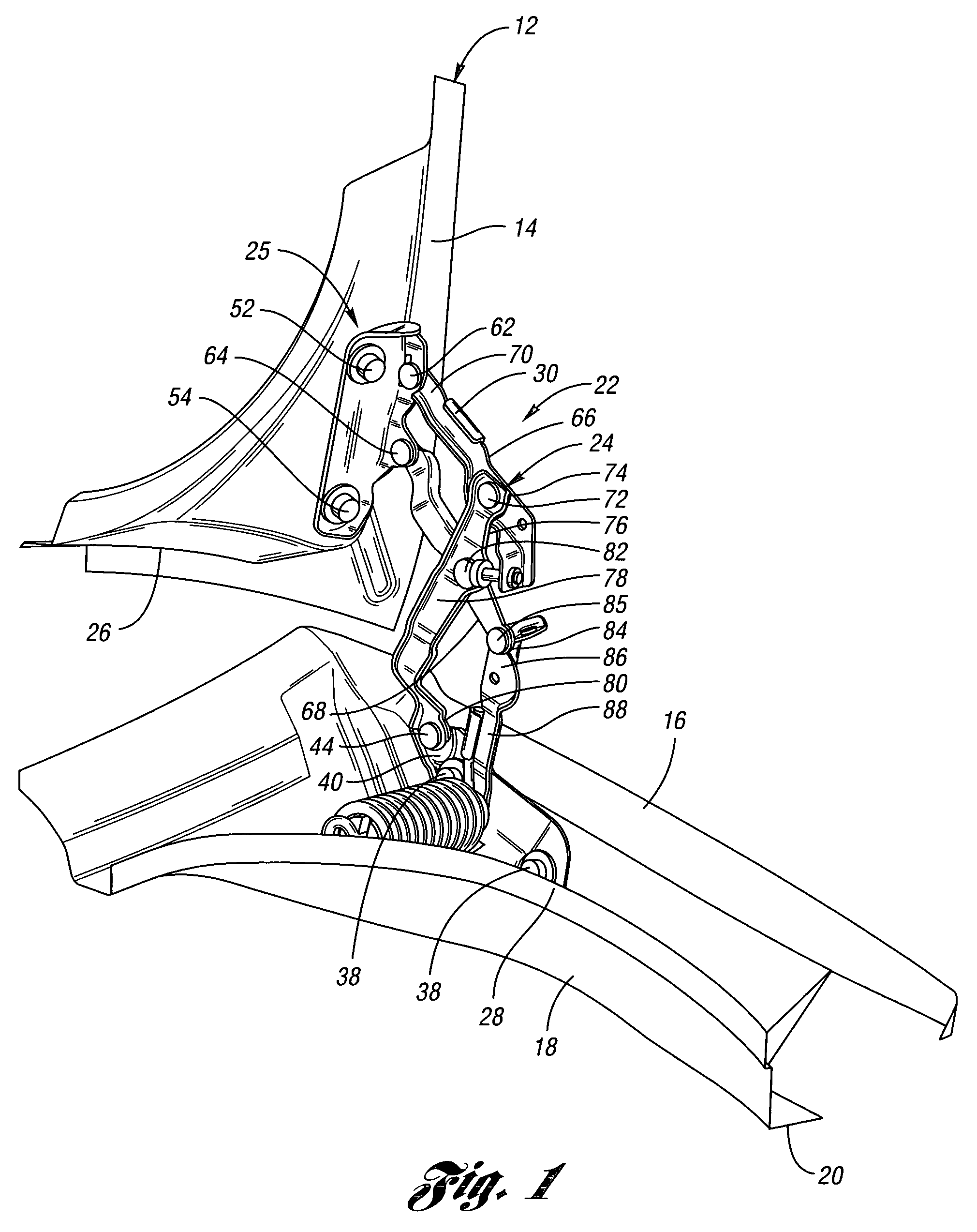 Gutter mounted deck lid hinge