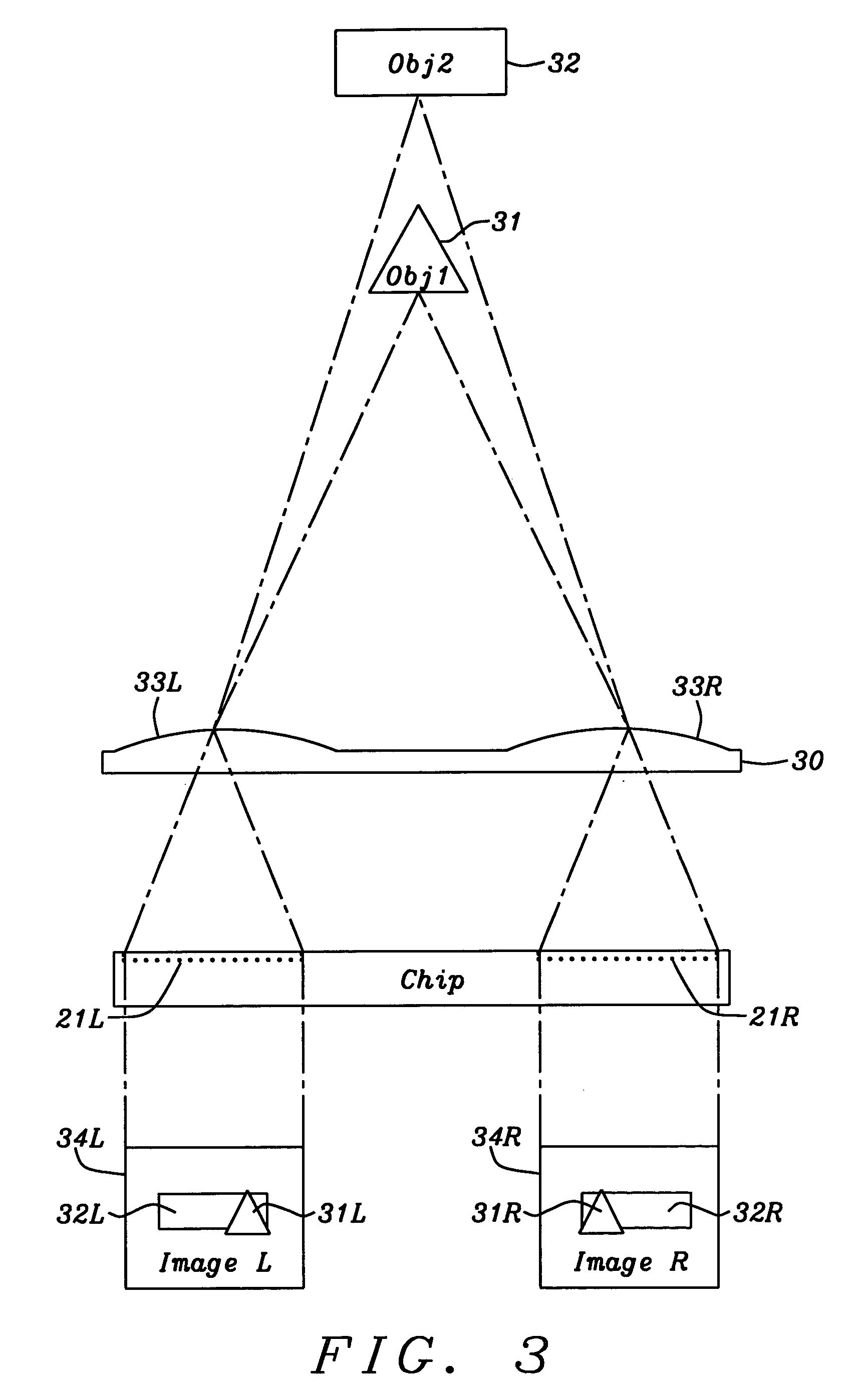 Single chip stereo imaging system with dual array design