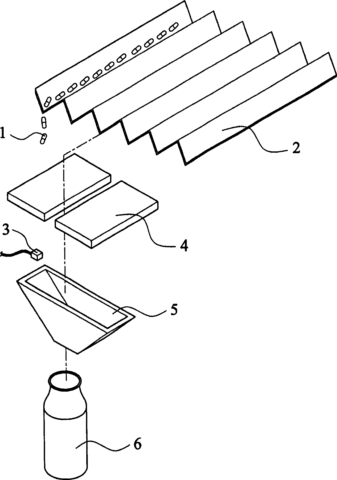 Granulated member continuous subpackage method and device with counting function