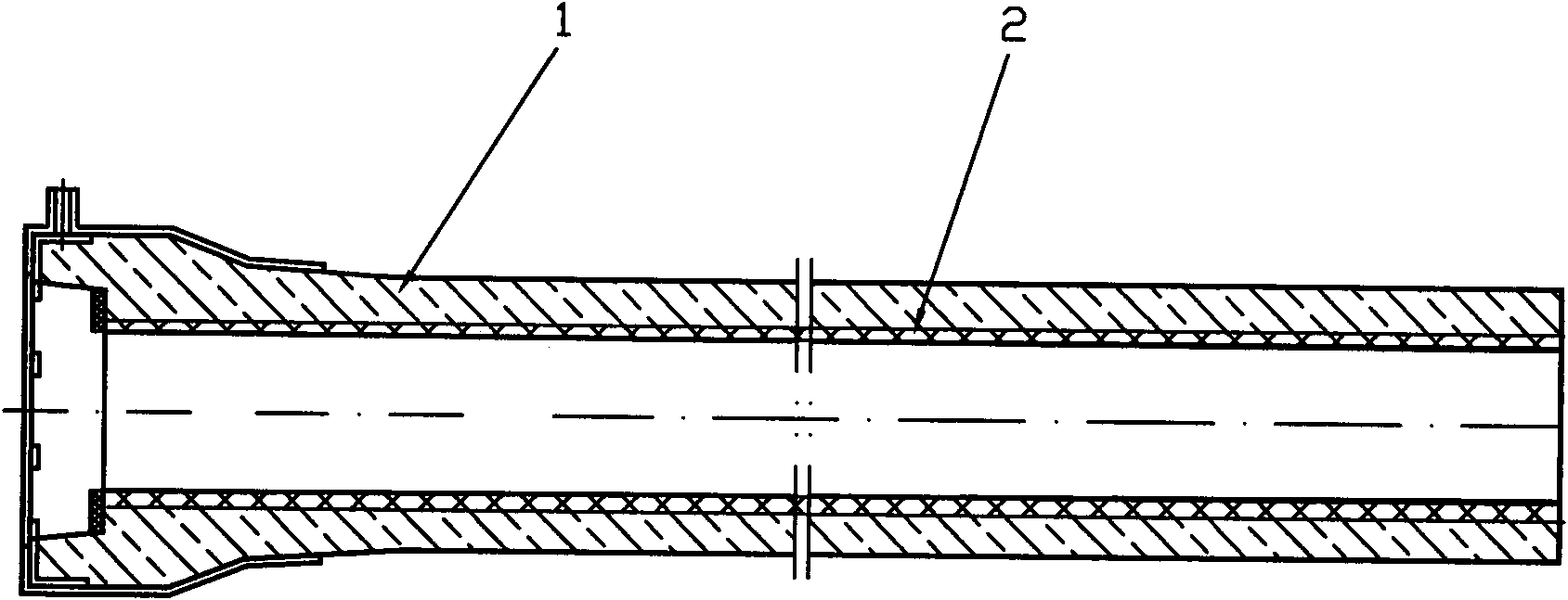 Compound silicon-free long nozzle and manufacturing method thereof