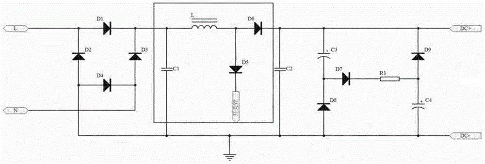 High-power-factor low-ripple single-stage correcting circuit