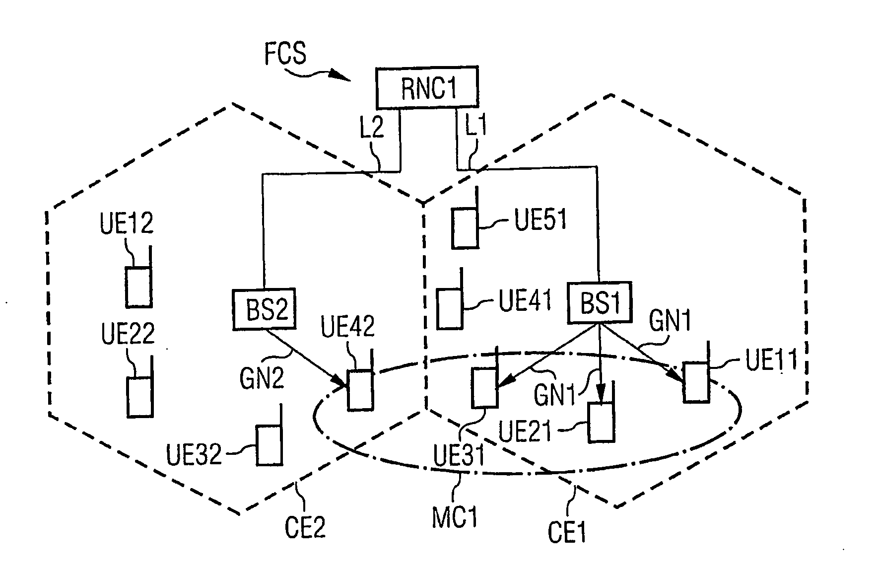 Method, subscriber device and radio communication system for transmitting user data messages