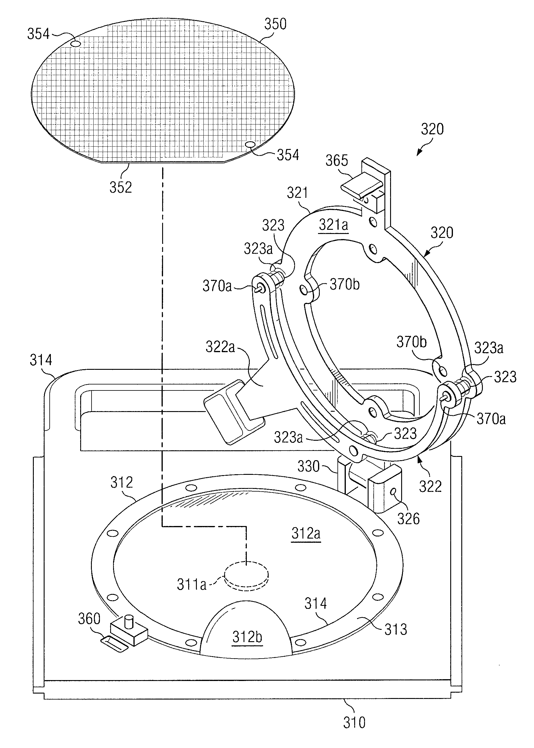 Clam shell two-pin wafer holder for metal plating