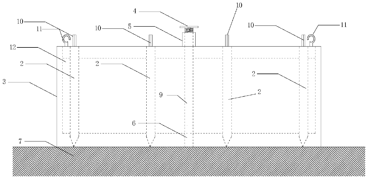 Toothed plate telescopic gravity type foundation and installing method thereof