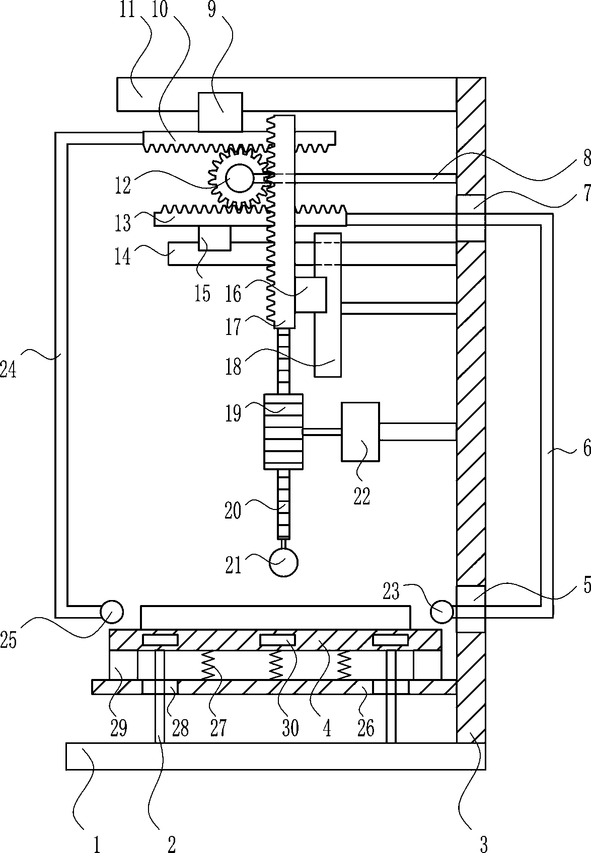 A metal bar hardness testing device