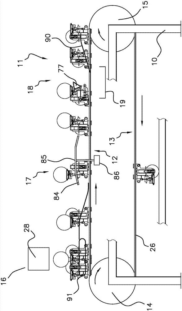 Device for transporting objects and conveying and weighing device provided with such transporting devices