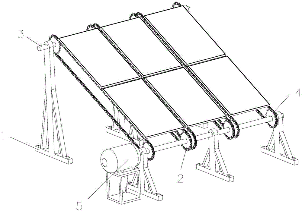 Chain transmission photovoltaic module installing frame