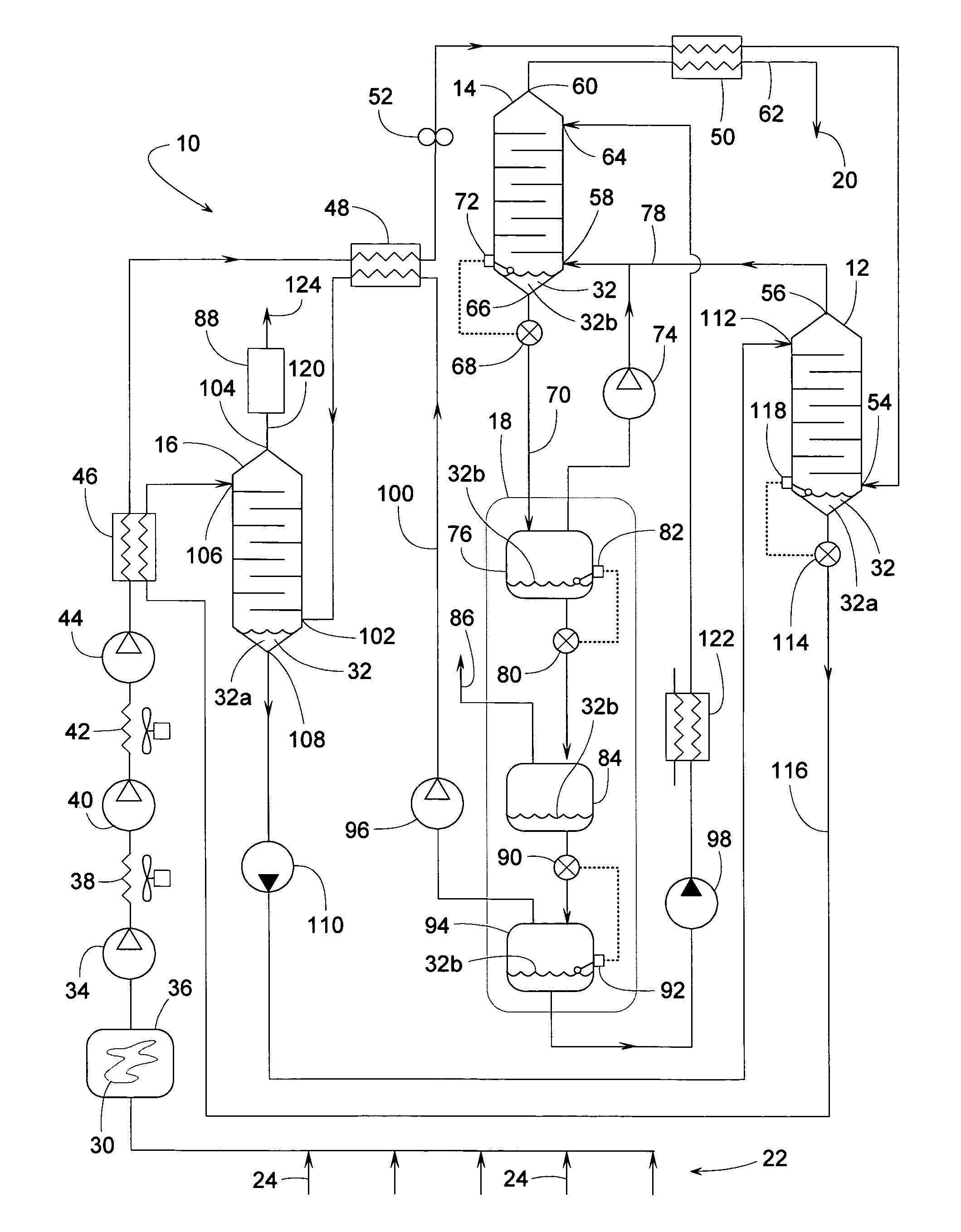Triple-effect absorption system for recovering methane gas
