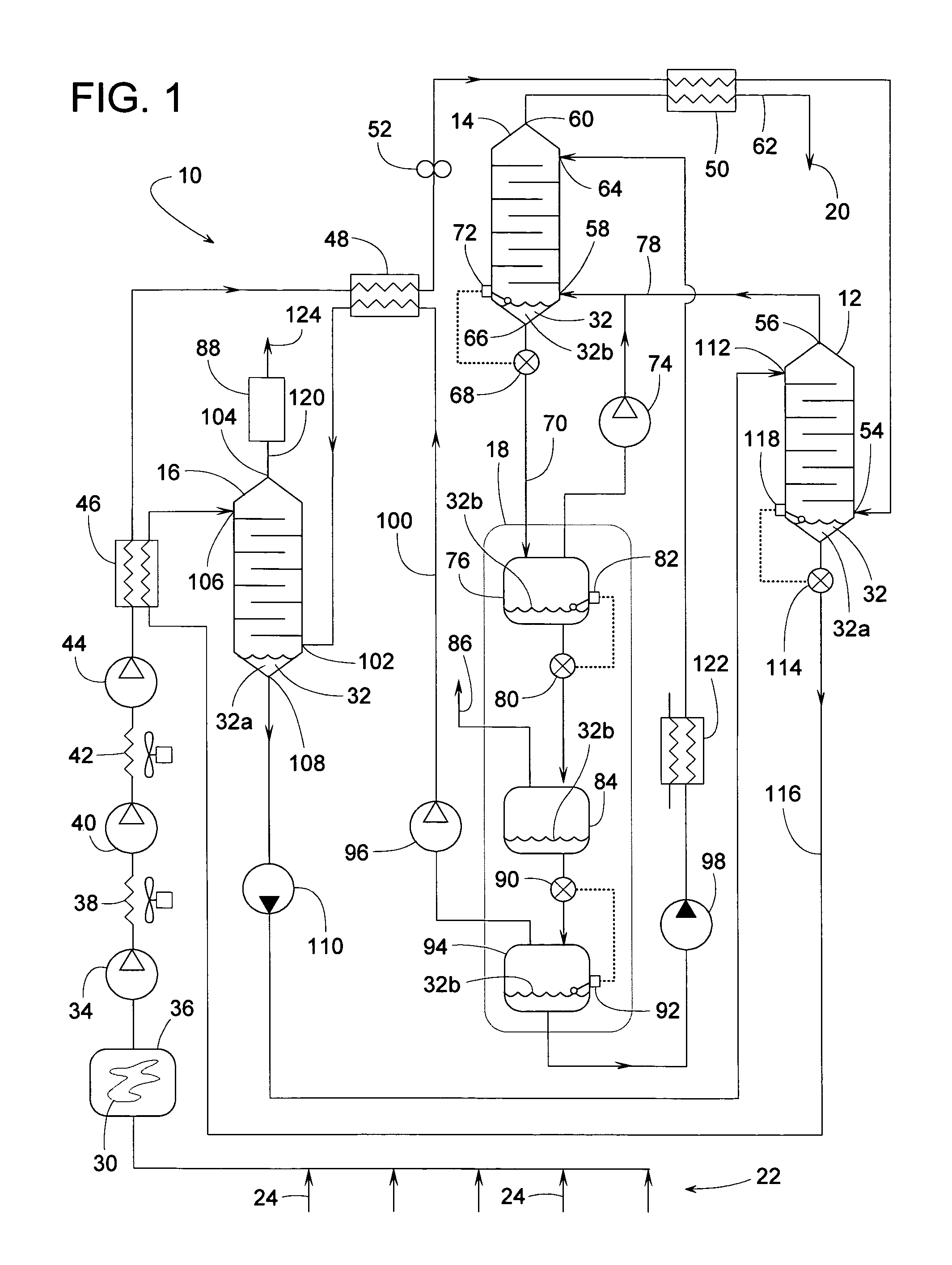 Triple-effect absorption system for recovering methane gas