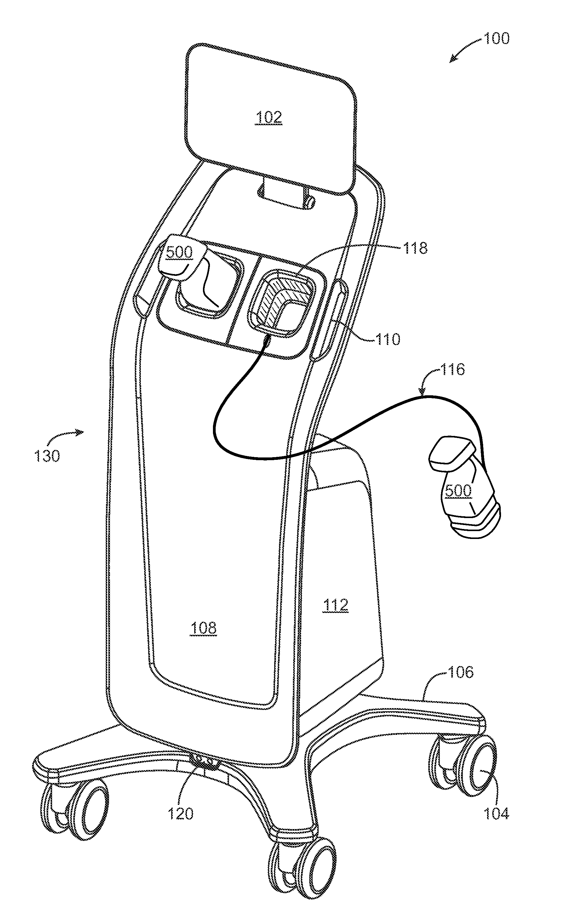 Medical ultrasound device with liquid dispensing device coupled to a therapy head