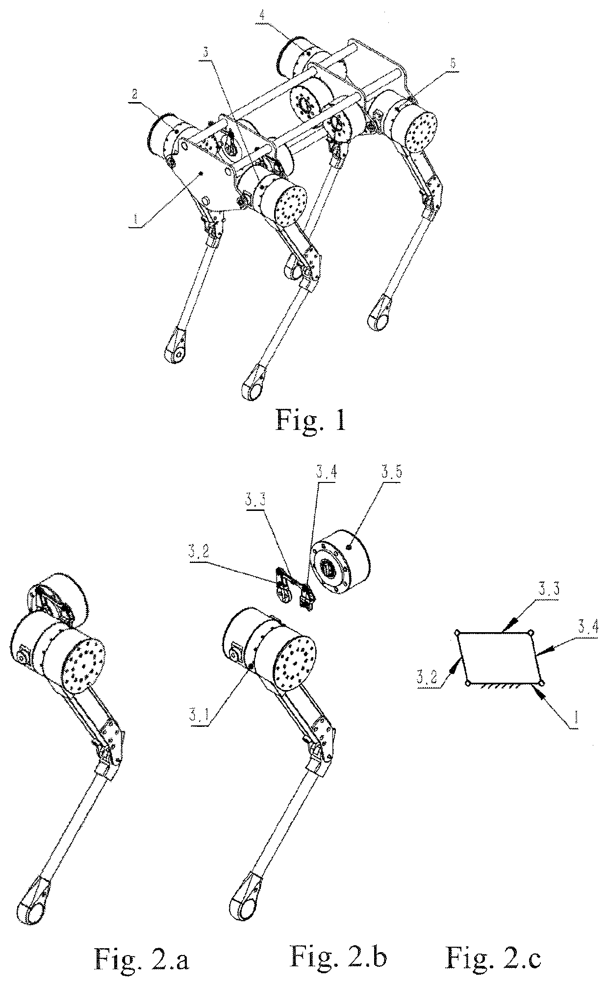 Leg power system structure of electrically driven four-legged robot