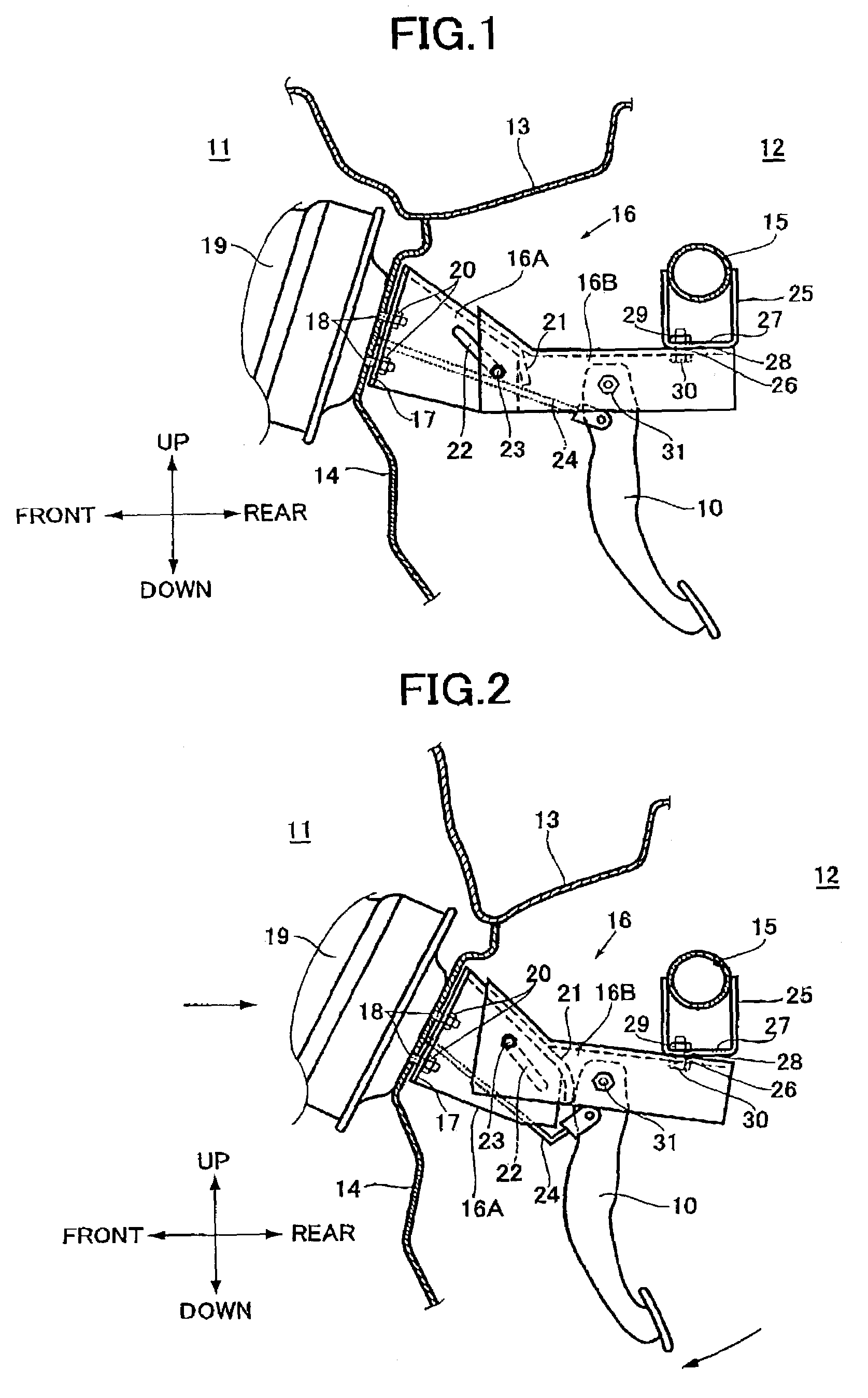 Pedal support structure for a vehicle