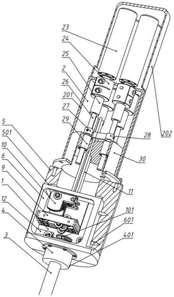 Four-degree-of-freedom endoscopic surgical instrument transmission and driving system