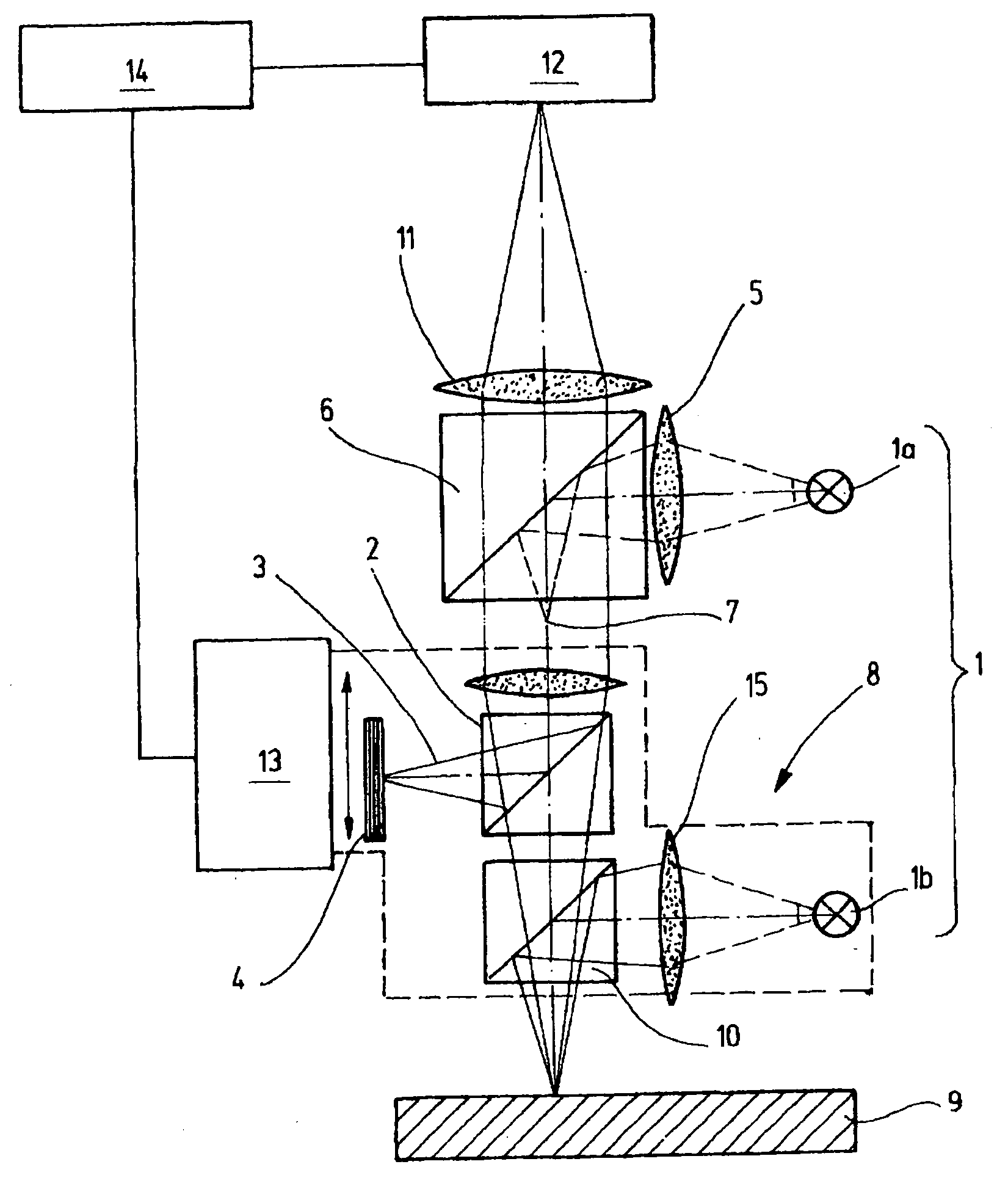 Apparatus and method for a combined interferometric and image based geometric determination, particularly in the microsystem technology