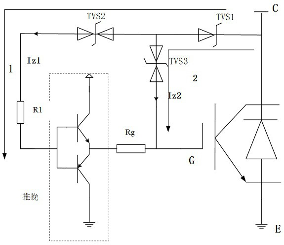 Active clamping circuit of IGBT