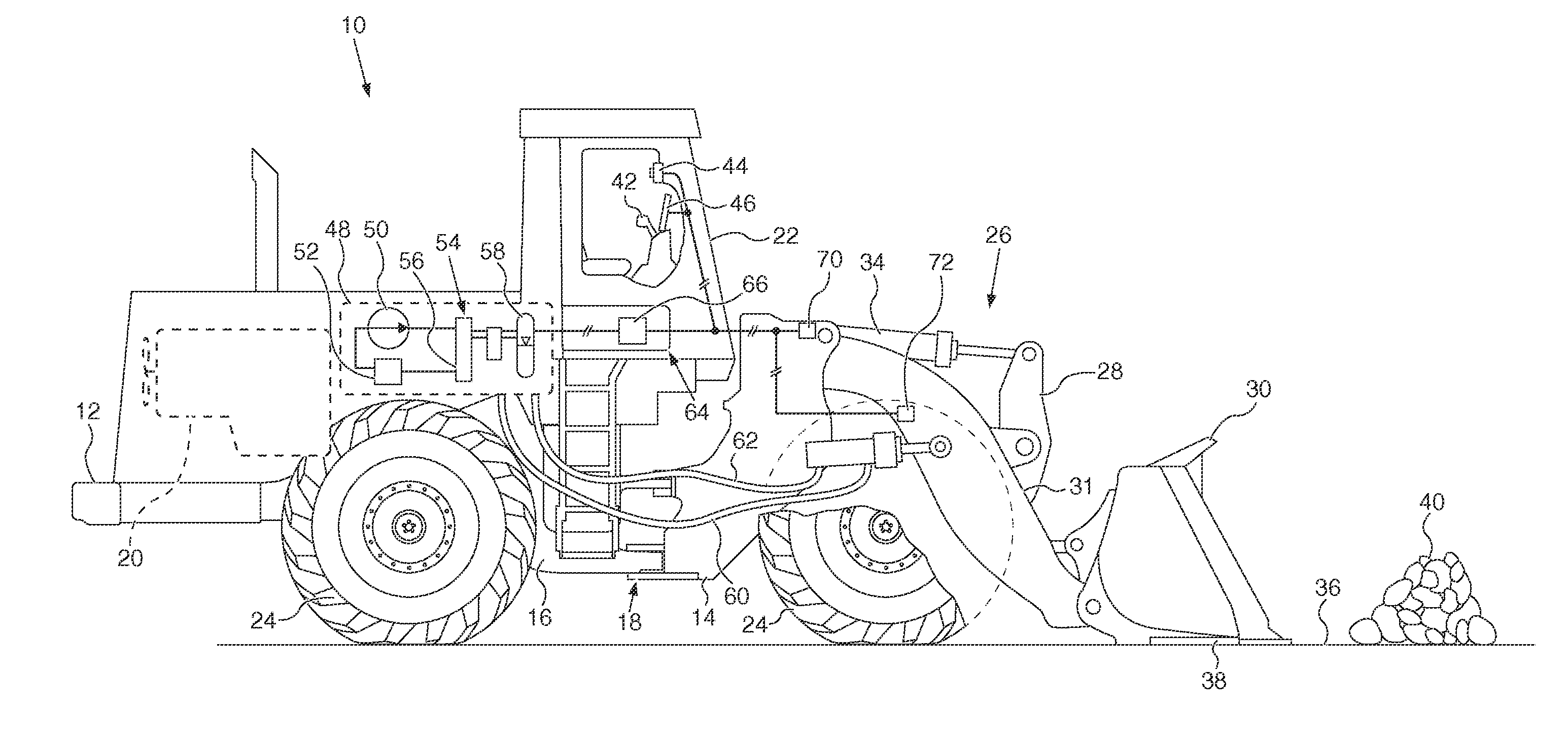 Machine having hydraulically actuated implement system with combined ride control and downforce control system