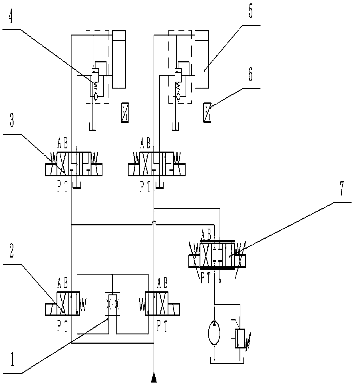 A synchronous hydraulic system and crane