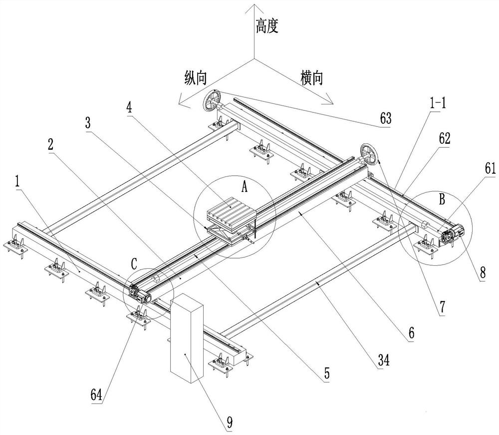 Auxiliary support and moving device for machine tool processing super long workpiece