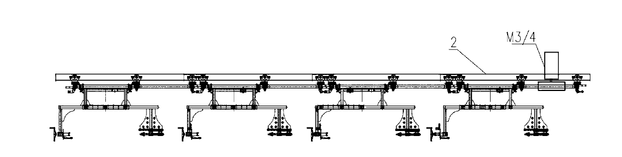 Synchronous material trolley conveying device on automobile cluster producing line