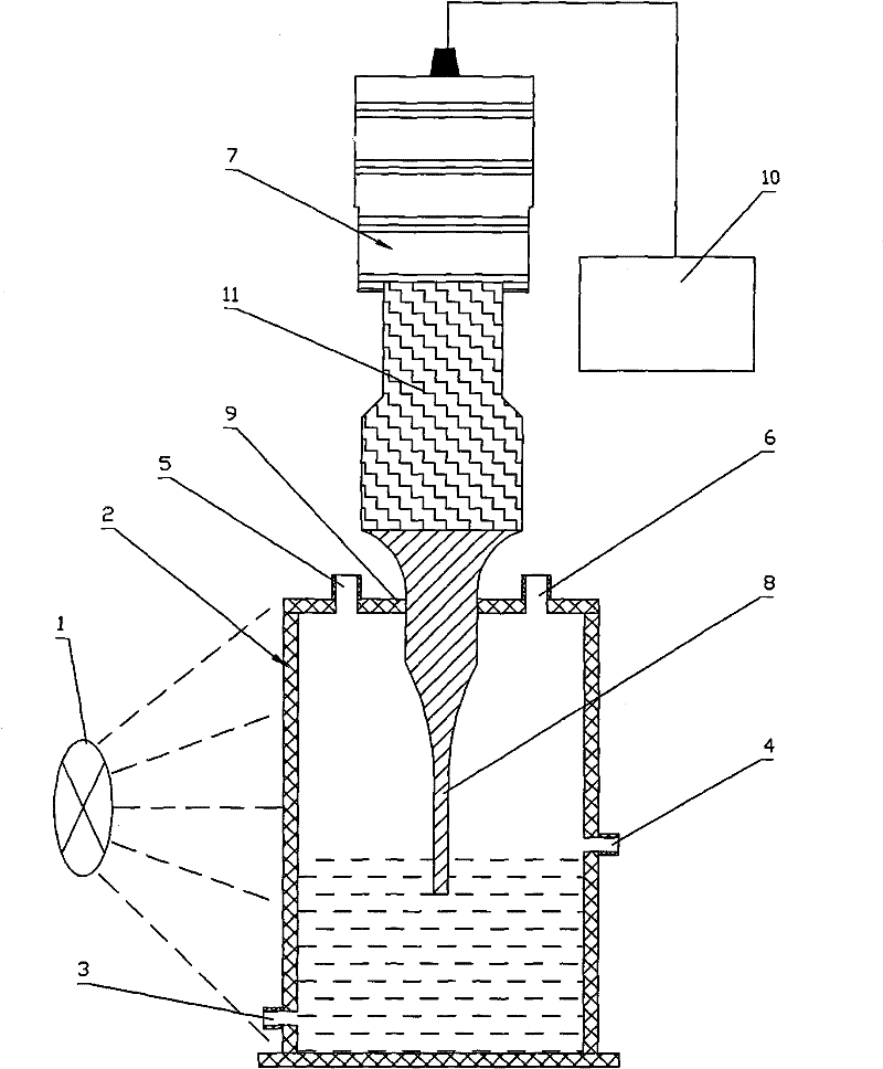 Continuous-flow and ultrasonic-wave light biological hydrogen producing reactor