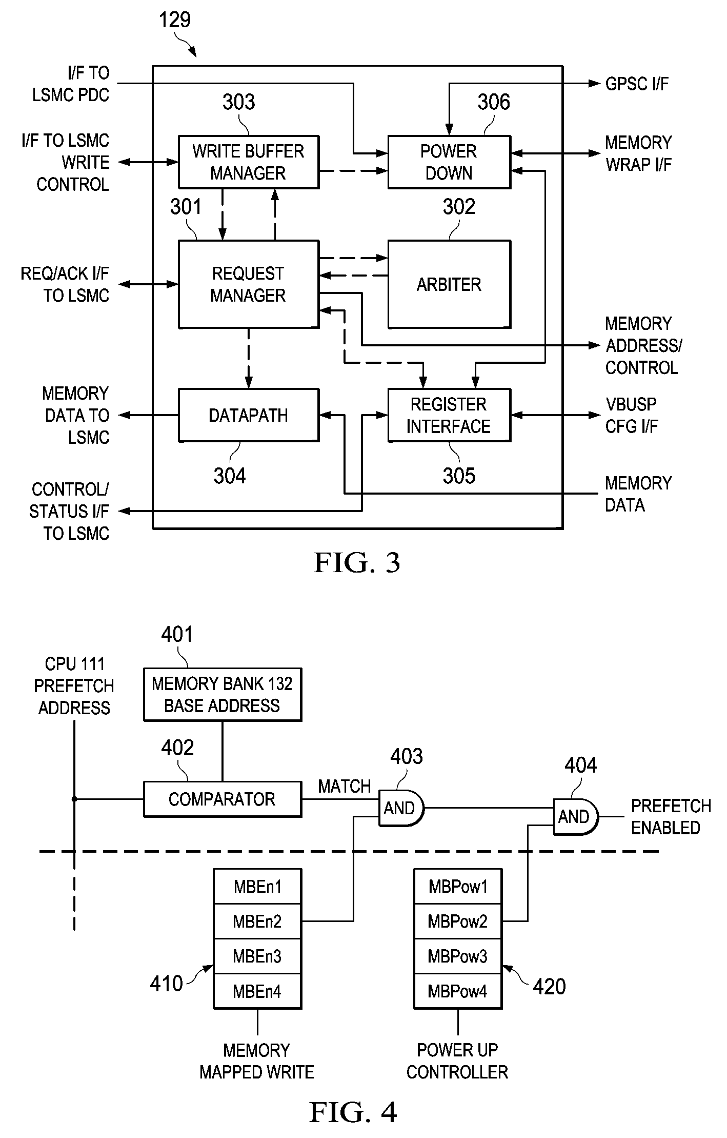 Prefetch Termination at Powered Down Memory Bank Boundary in Shared Memory Controller