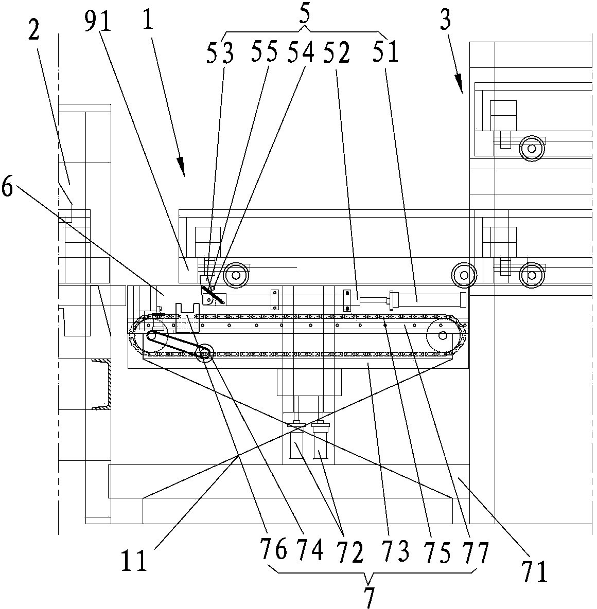 Board combining machine provided with combined board fastening piece lifting returning mechanism