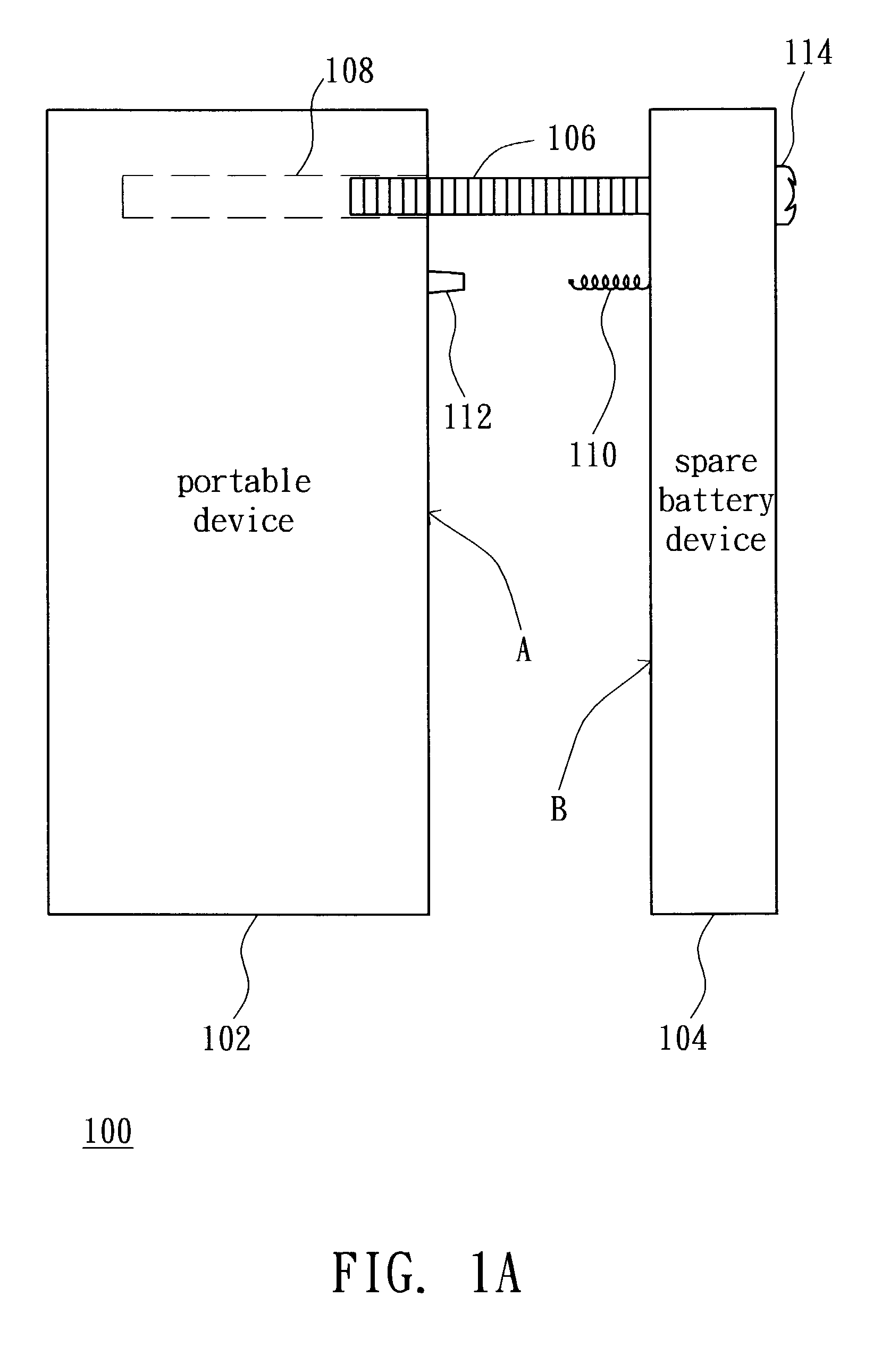Portable electronic system equipped with a spare battery device