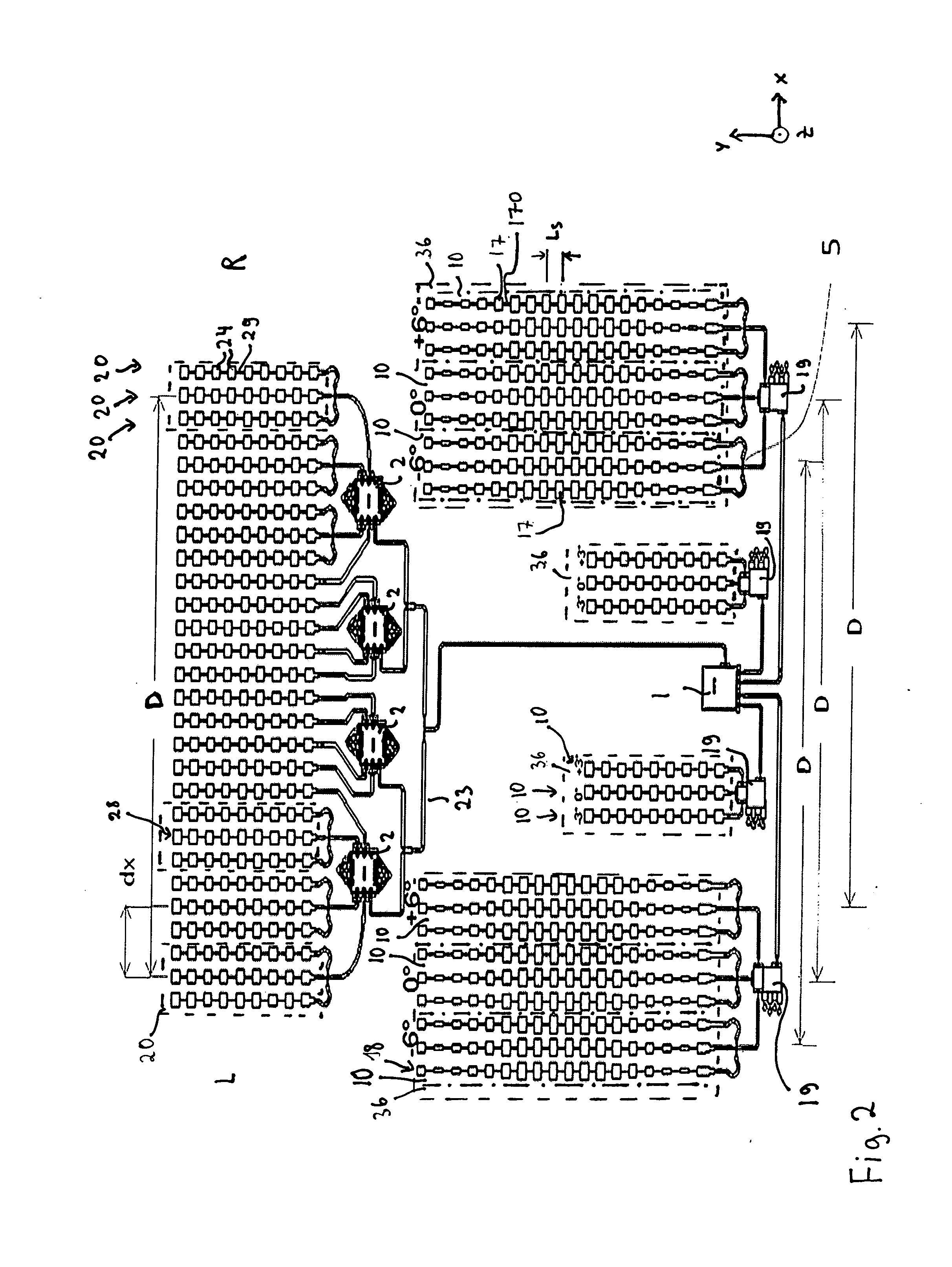 Imaging radar sensor with synthetic enlargement of the antenna aperture and two-dimensional beam sweep