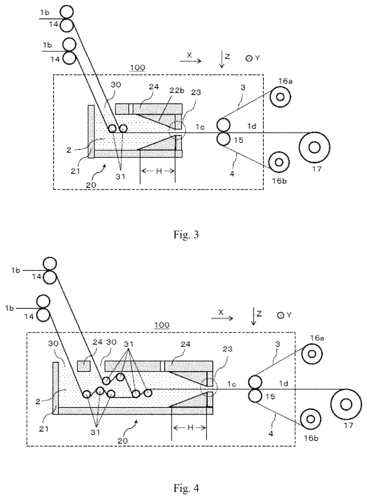 Method for manufacturing prepreg, coating device, and apparatus for manufacturing prepreg