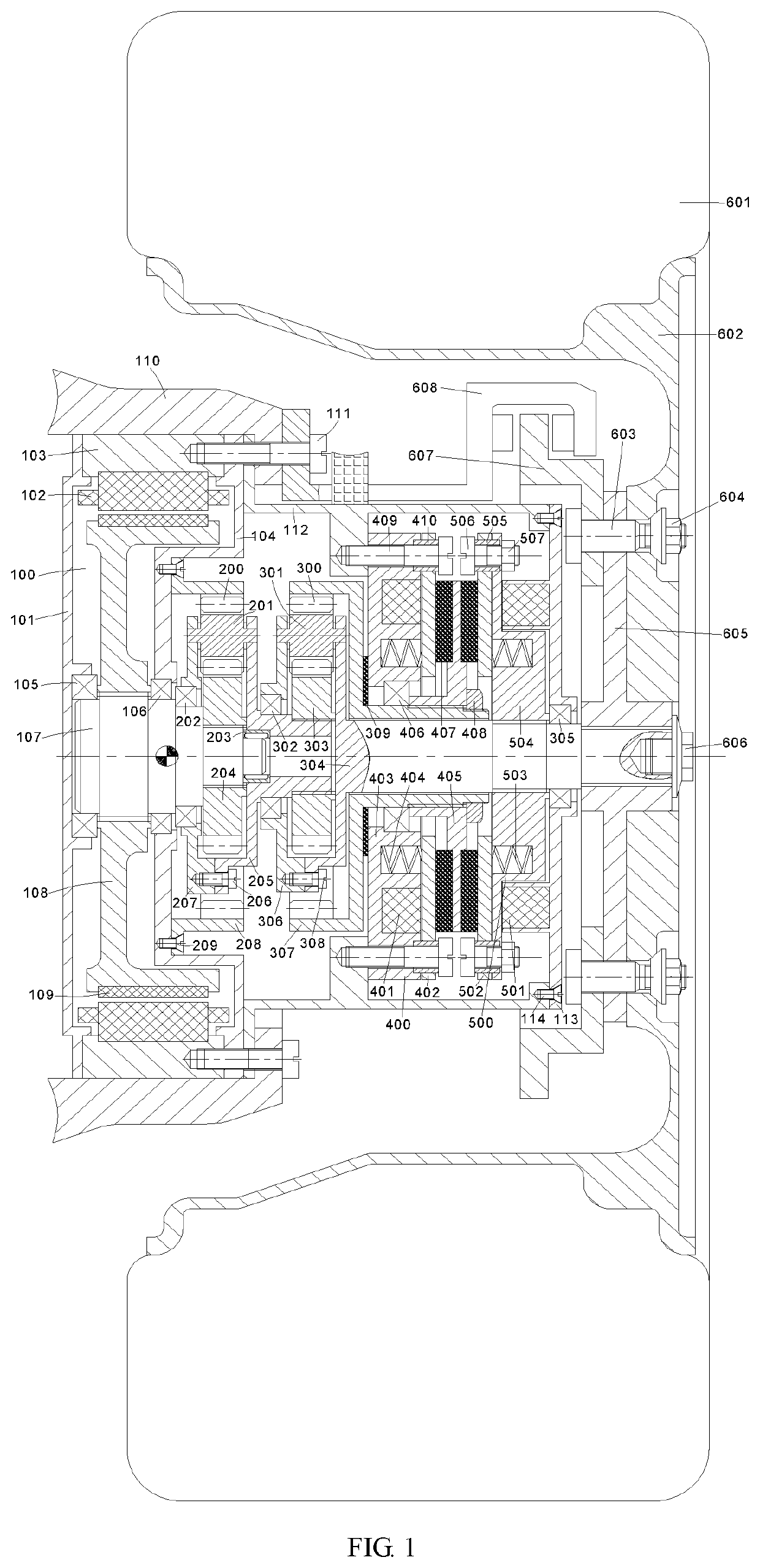 Two-speed transmission system integrated with inner rotor hub motor and electric vehicle using same