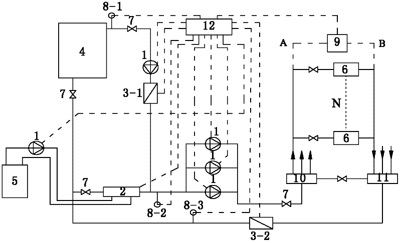 Ground source heat pump air-conditioning system device based on peak regulation and energy storage as well as control and operation method thereof