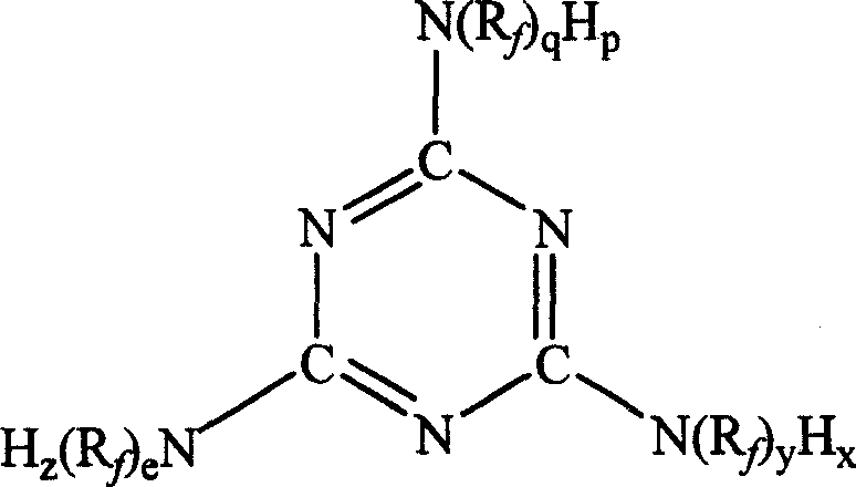 Perfluoro propionyl tripolycyanamide derivate and preparation process thereof