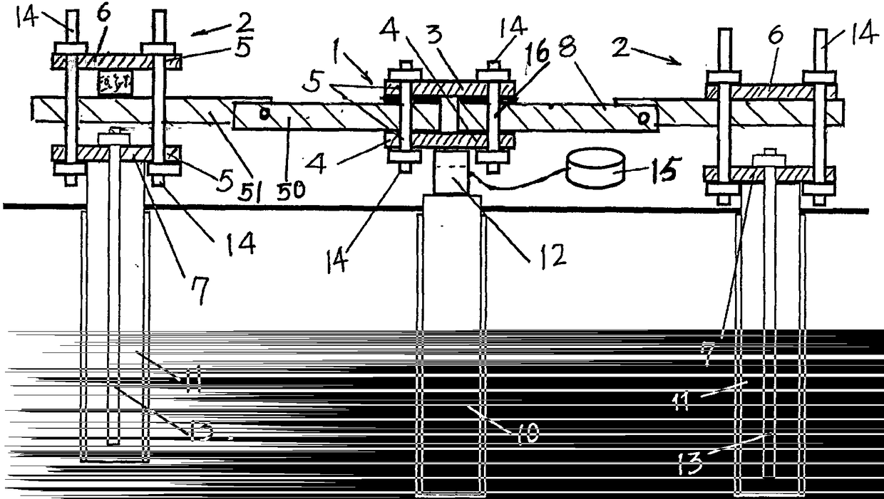 Foldable and integrally-movable type force dispersing and pressure testing device for foundation pile of building