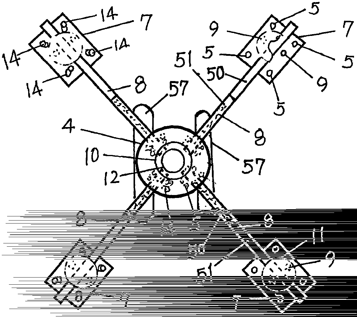 Foldable and integrally-movable type force dispersing and pressure testing device for foundation pile of building