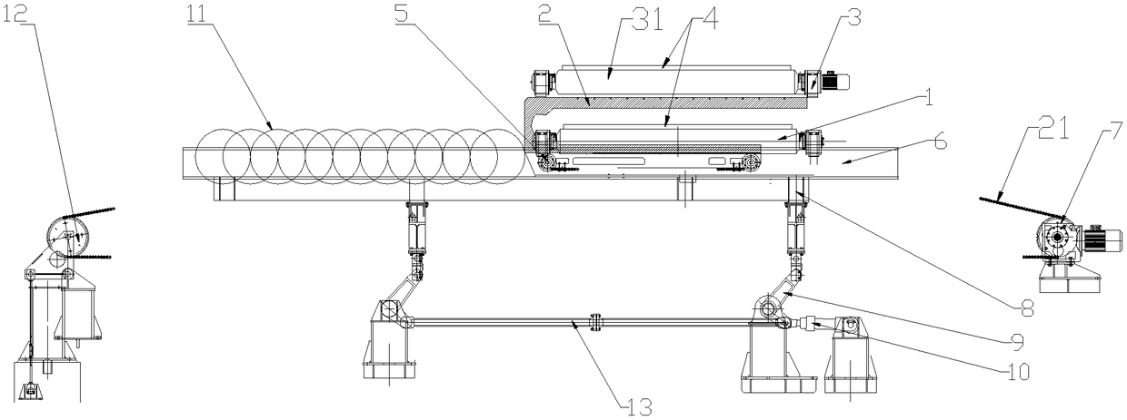 A device for a production line of a steckel rolling mill