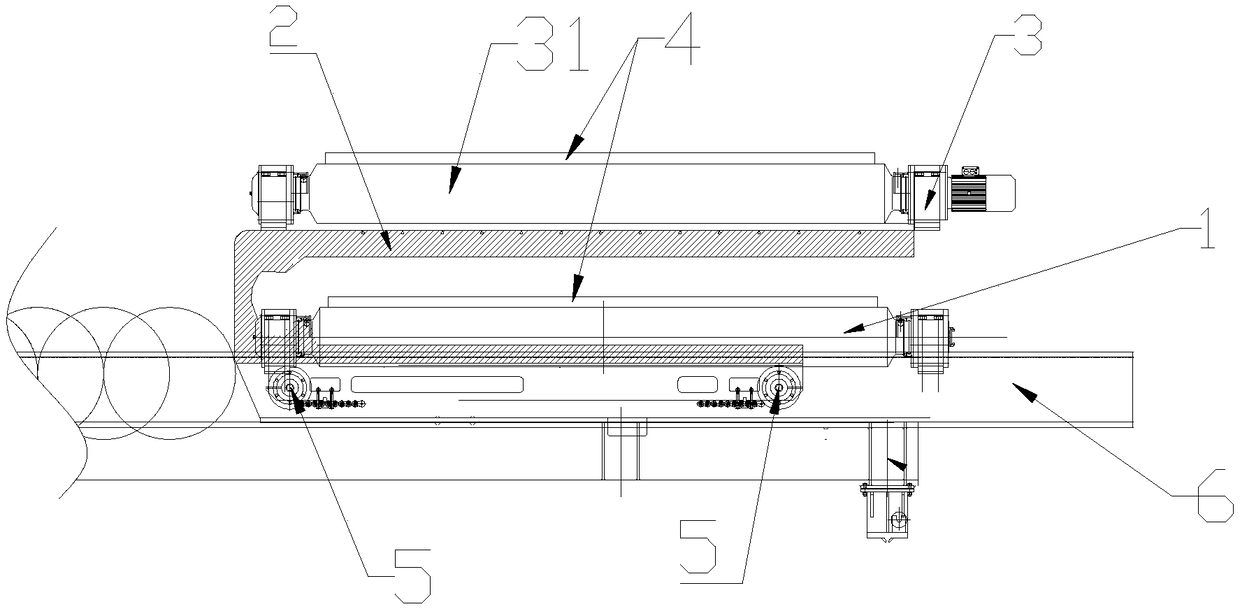 A device for a production line of a steckel rolling mill