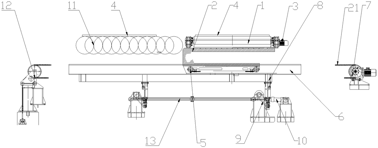 A device for a production line of a steckel rolling mill